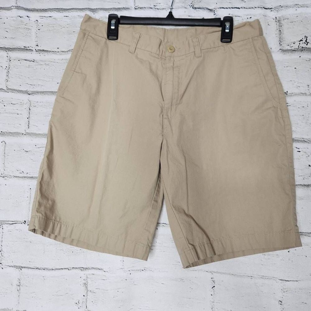 Patagonia Flat Front Tan Knee Length Shorts  Khaki Mens 34 Organic Cotton